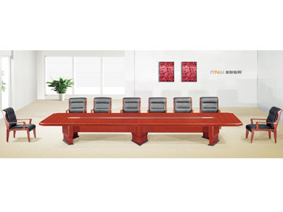 贴木皮红胡桃实木会议桌 油漆会议桌 开会桌子